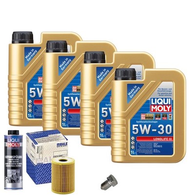 Motoröl 5W30 LIQUI MOLY Longlife Iii 4L+MAHLE Ölfilter+Spülung+Ölablassschraube