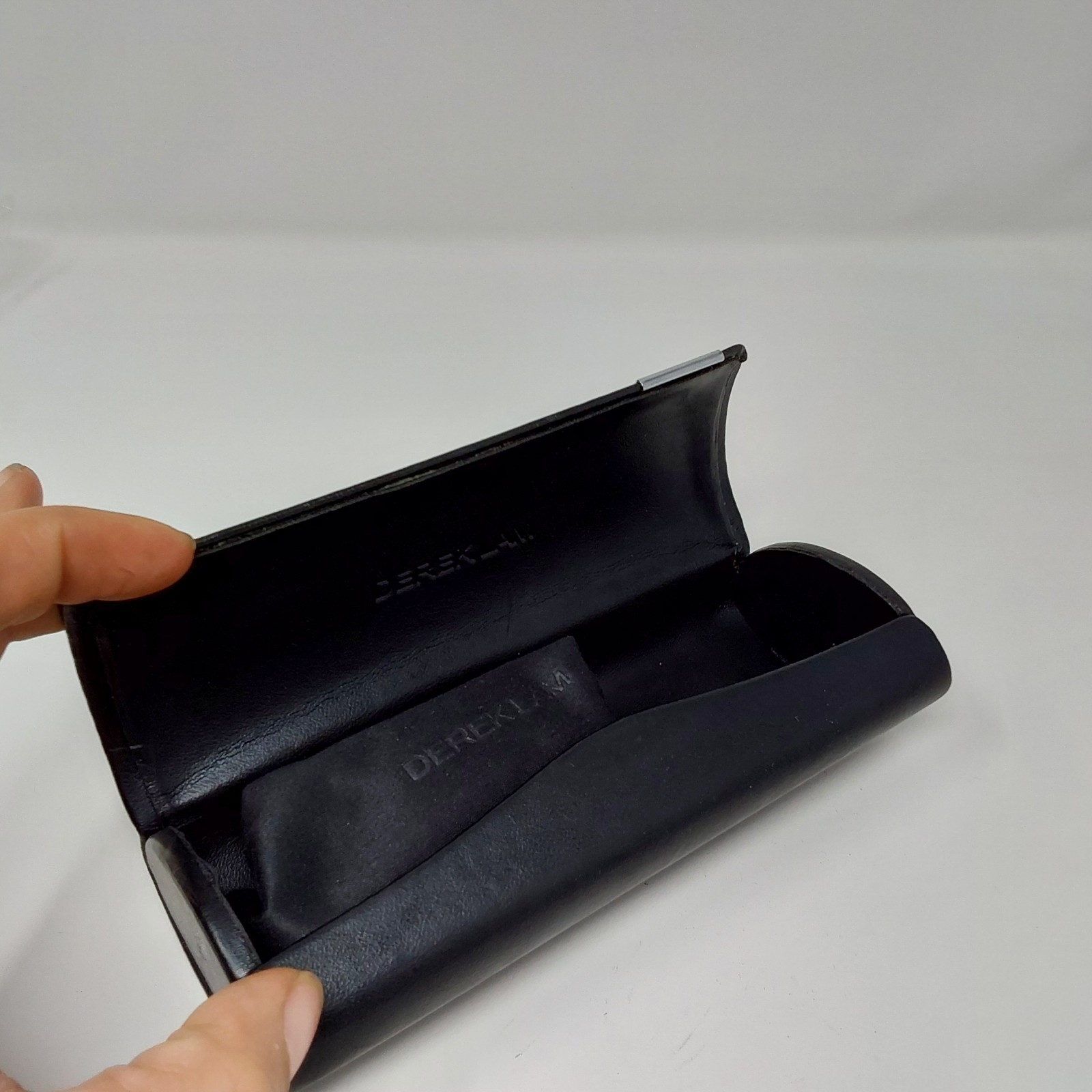 Derek Lam Designer Black Leather Sunglasses Eyeglasses Hard Case + Cloth image 3