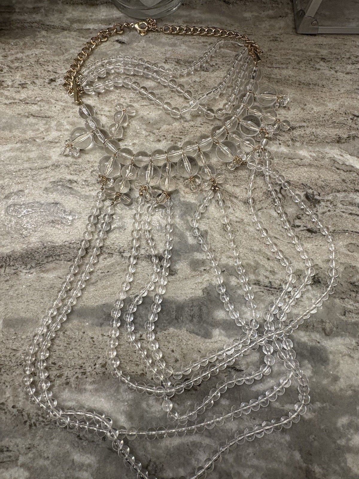 Multilayered Acrylic Statement Beaded Necklace Cl… - image 3