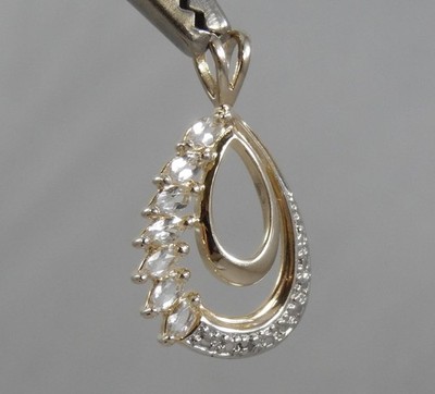 Ross Simons Gold Vermeil massiver Sterlingsilber Diamant Träne Anhänger J3160