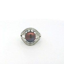 Sterling Silver Black Pearl CZ Ring - Size 7.5 C31028177 