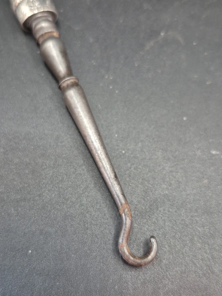 Rare Antique Scottish Sterling Silver Moss Agate Handled Button Hook - Image 3 of 4