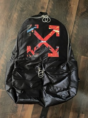 Off White c/o Virgil Abloh Backpack Black Polyester w/Red Arrow-Rare