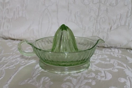 Vintage Uranium Green Depression Glass Citrus Juicer Reamer