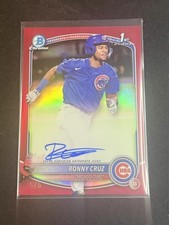 2025 Bowman Chrome 1st Ronny Cruz 5/5 True Red Refractor On-Card Auto Bookend