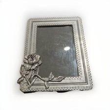Vintage Pewter Rose Picture Frame-5x7 Photo