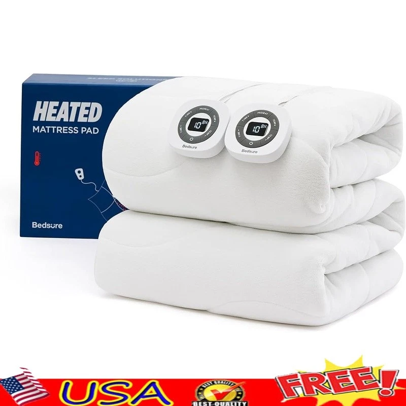 Heated Mattress Pad 10 Heat Levels Dual Control Auto Shut-off Deep Pocket New