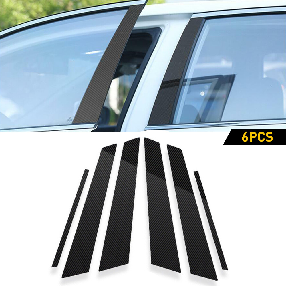 6 x Style Fiber Carbon Car Door Posts Pillar Trim Cover For Honda Civic 2006-11