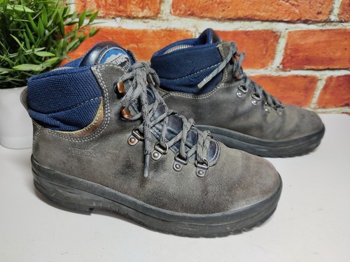 WOMENS MEINDL UK 5 EU 38 GREY NAVY LEATHER LACE UP ACTIVE WALKING HIKING BOOTS - Picture 3 of 6
