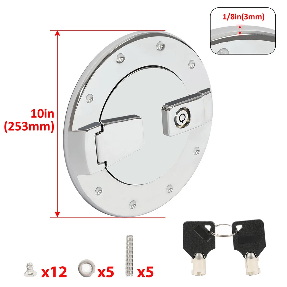 Tampa do tanque de gasolina alumínio com trava de porta de combustível cromado Hummer H2 2003-2009 - Imagem 2 de 4