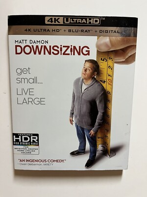 Downsizing (4K UHD Blu-ray/Blu-ray, Digital, 2017) NEW w/slipcover