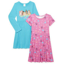 DISNEY PRINCESSES Girls Dress 2 Pack Blue Pink Skater NWT 4/5 6/6X 10/12 14/16