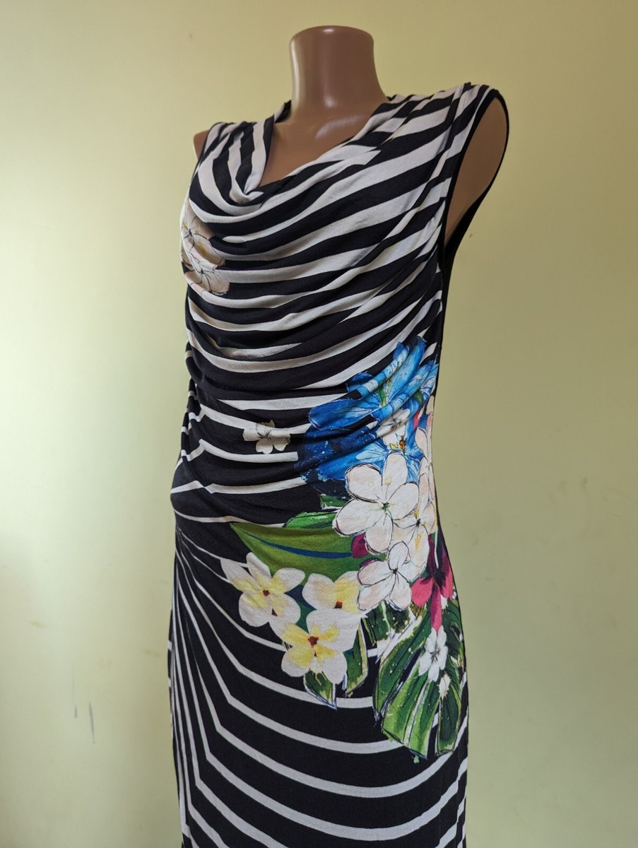 x-masuminnie  Desigual 6103368 Desigual Sz M black gray white bodycon Geometric Stripe