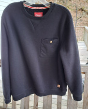 Coleman Men's Large Sherpa Lined Henley Waffle Black Sweater Shirt Pocket