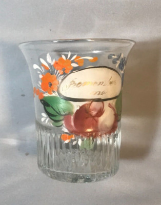 ON SALE!!  Hand Painted Victorian Glass Cup Remembering the Deceased