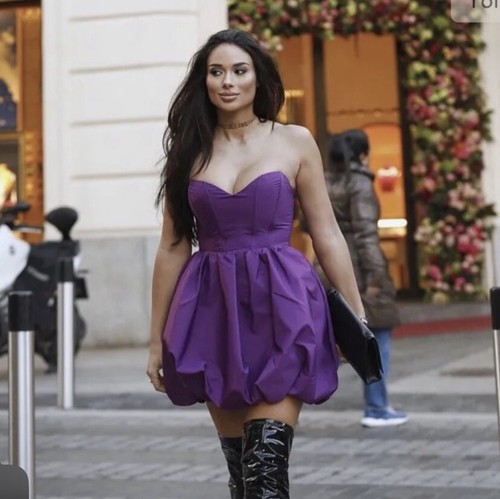 ZARA NWT WOMAN OFF-THE-SHOULDER VOLUMINOUS MINI DRESS PURPLE SIZE SMALL |  eBay