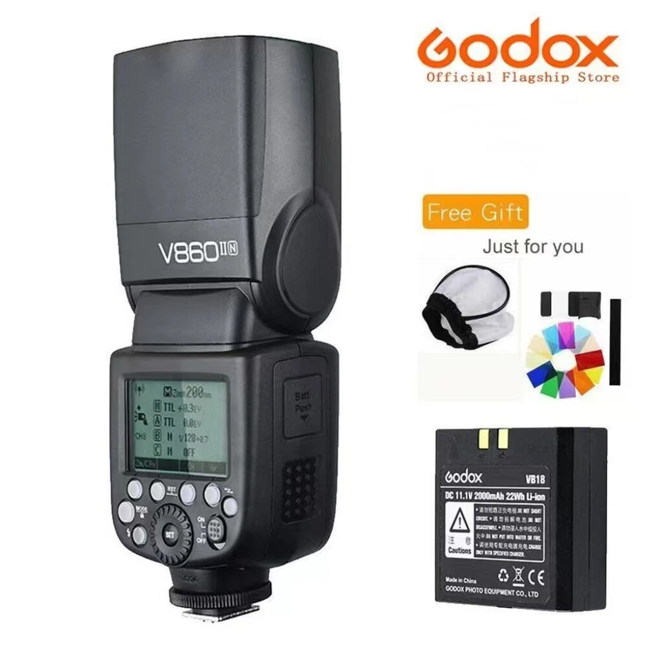 Godox V860II-N 2.4G TTL Flash Speedlite HSS Li-on Battery For Nikon Camera - Image 2 of 4