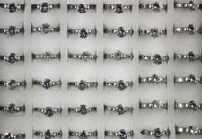 35pcs Stainless Steel Rings For Unisex Wholesale Lots Clear Cubic Zirconia Rings