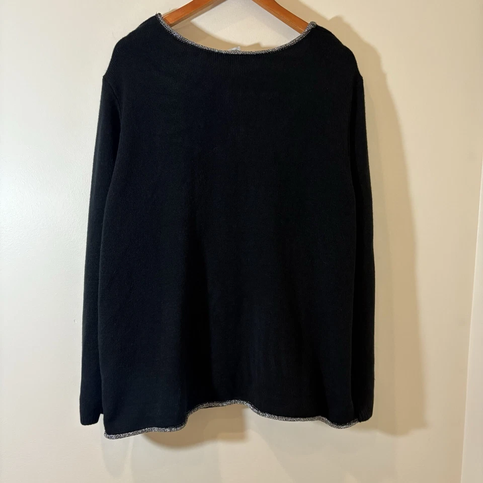 Cardigã suéter feminino Catherines 3X preto prata aberto coquetel férias stretch - Imagem 4 de 4