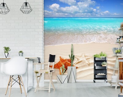 3D Beach Starfish E1601 Wallpaper Mural Paper Wall Print Indoor Murals CA Honey