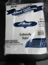 KING ZIPPERED PILLOW PROTECTORS 2 EACH COTTON POLY21 X 36 FULLY ZIPPERED NEW  