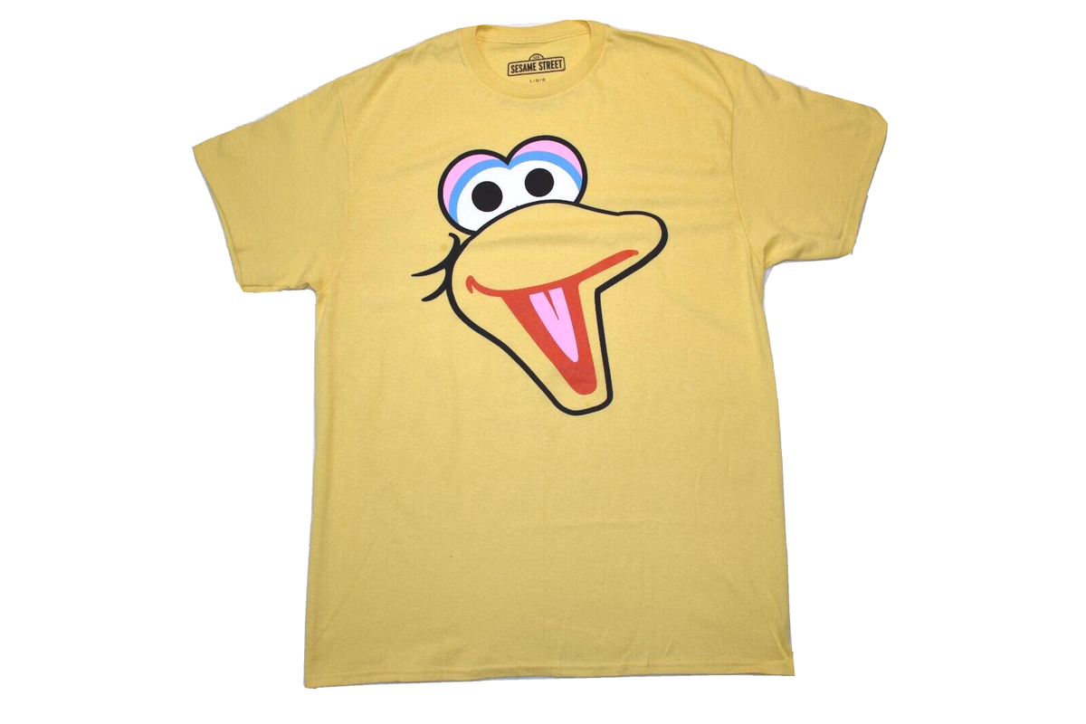 Sesame Street Mens Big Bird Big Face Yellow Shirt New M, L, XL | eBay