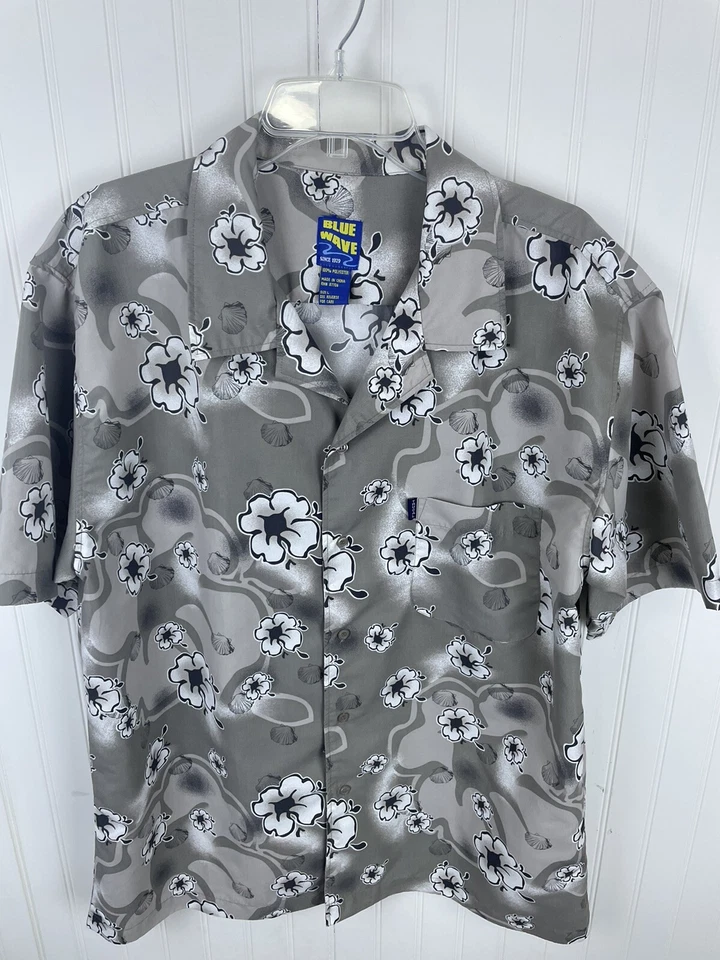 Camisa de campamento grande TruCal azul onda para hombre con estampado hawaiano Foto 3 de 4