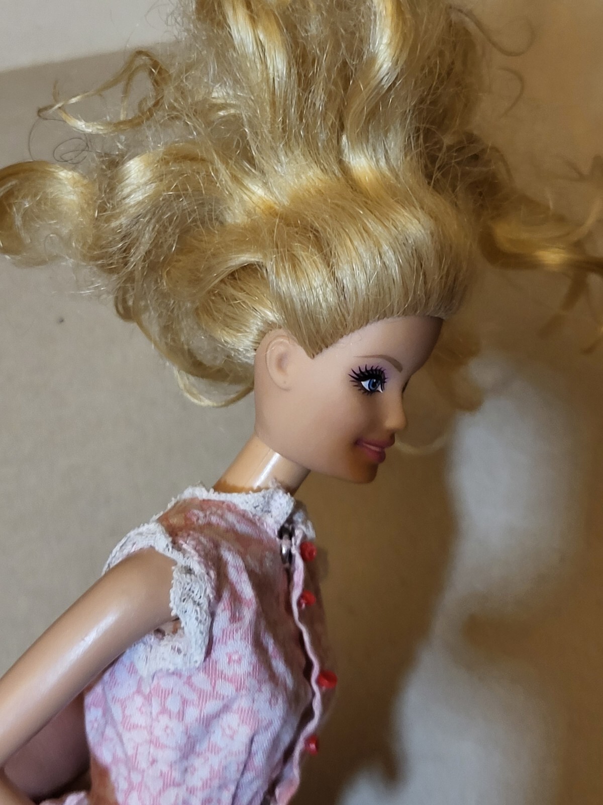 Barbie Doĺl Pink Floral Flower Sun Dress Clone or Handmade ooak C298G