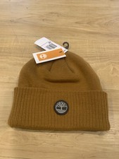 Timberland Men  s Ribbed Cuffed Beanie Skull Cap Wheat Stitched Logo NWT One Size