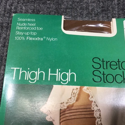 Vintage JC Penney Thigh High Stretch Stockings Seamless Nude Heel Reinforced Toe - Picture 6 of 10