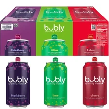 bubly Sparkling Water Variety Pack, 12 fl. oz., 24-Pack - Assorted Flavors