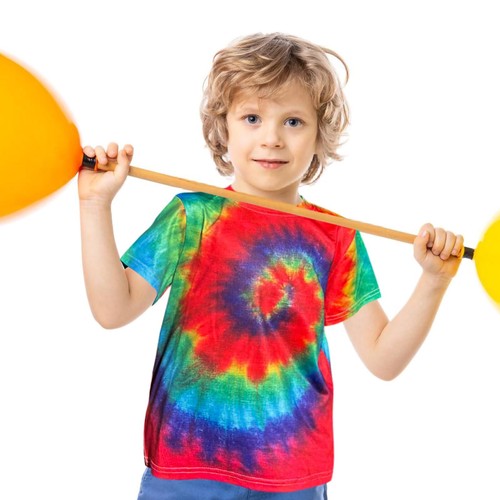 Boys Tie Dye T Shirts 3-12 Years Hippies Senior Crewneck Short Sleeve Rainbow... - Picture 7 of 8