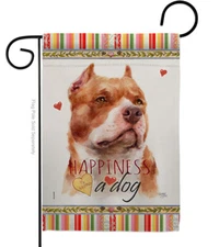 Pitbull Terrier Fawn and White Happiness Is Having A Dog Flag