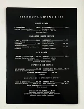 1990s Fishbone's Restaurant Michigan Wine List Vintage Drinks Bottles Menu
