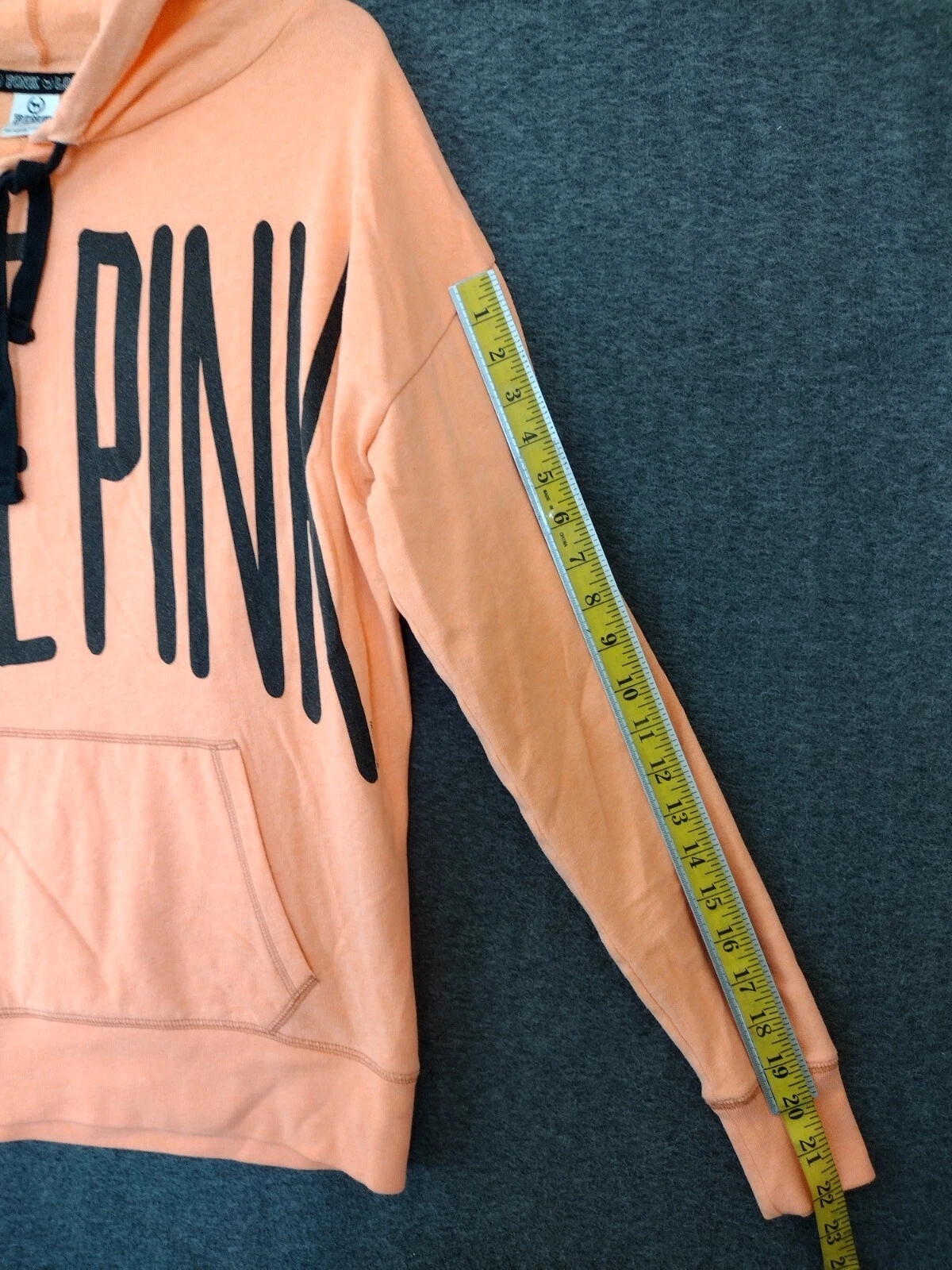 UNDERCOVER Felpa con cappuccio Victorias Secret nera amore rosa logo S arancione con tasche