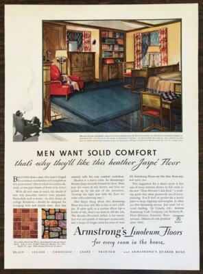 1931 Armstrong's Linoleum Floors Ad Men Want Solid Comfort Heather Jaspe Floor