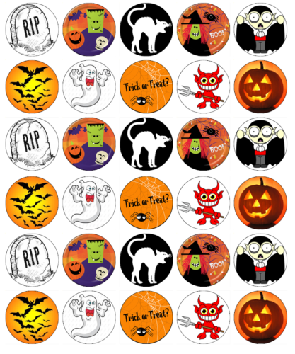 30x Halloween Kids Cupcake Toppers Edible Wafer Paper Fairy Cake Toppers - Picture 1 of 1