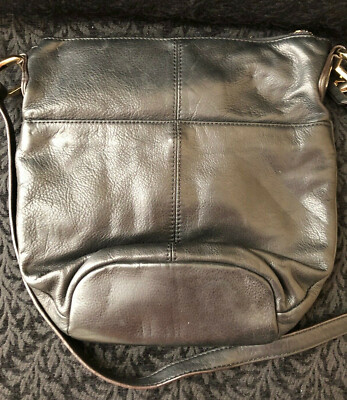 B. Makowsky Black Leather Convertible Shoulder Bag Crossbody  display picture 1