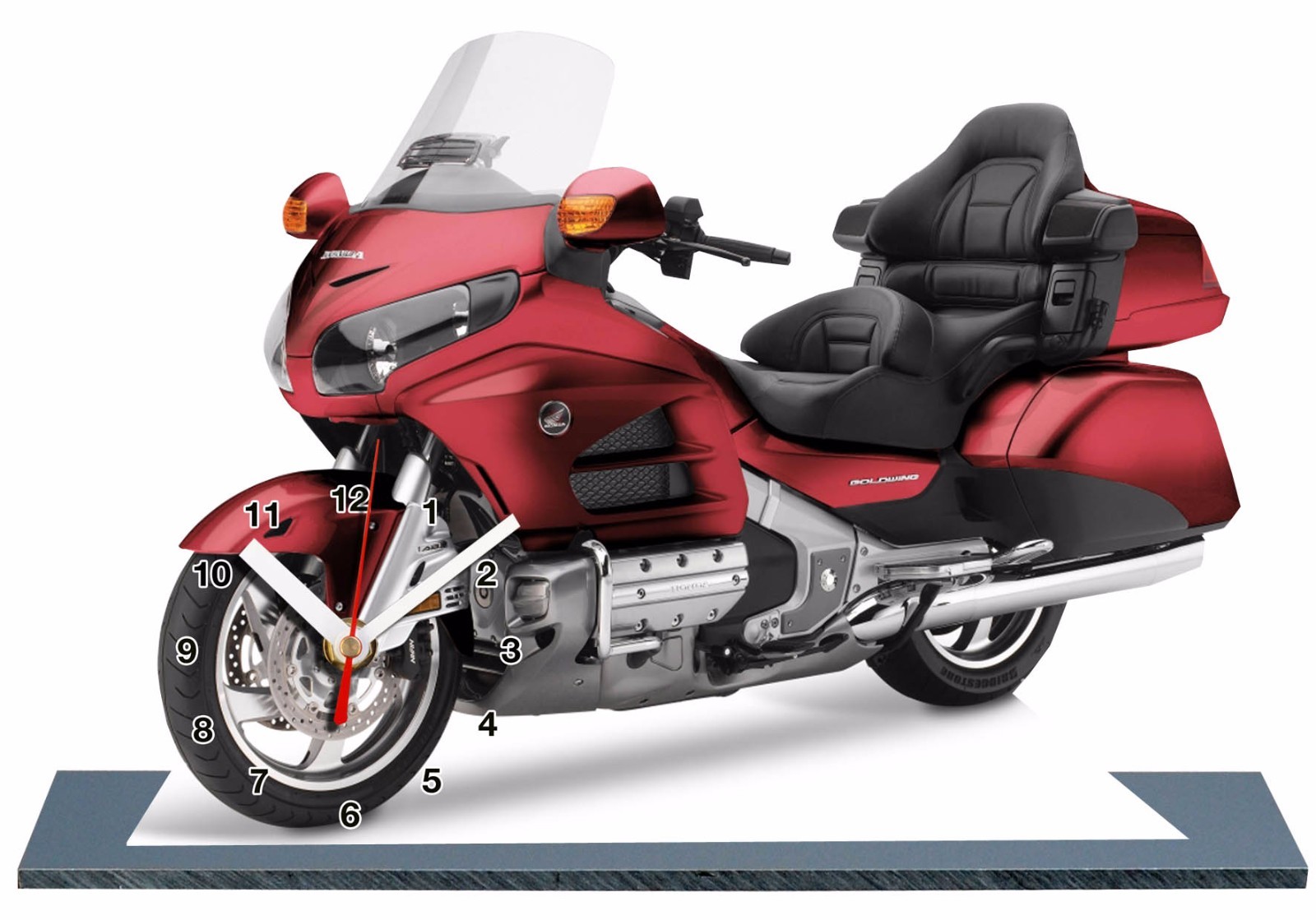 Idée cadeau motard horloge miniature moto Goldwing 1800 rouge millésime 2016