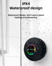 Portable Waterproof Bluetooth Shower Speaker - Suction Cup, LED Lights, 3D Sound