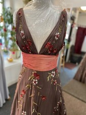 Jovani Cocoa / Coral Prom Evening Special Occasion Dress Sequin Beaded Size 12