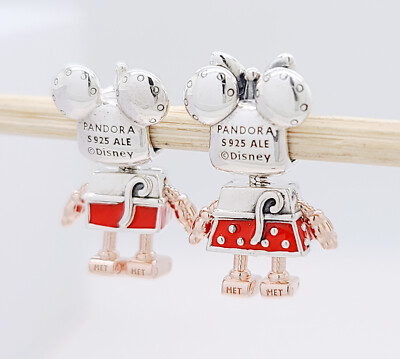 【新品】PANDORA コラボ チャーム ロボットミニー クロス＆ポーチ付き New 100% PANDORA Rose Disney Mickey Minnie Mouse Robot Charm