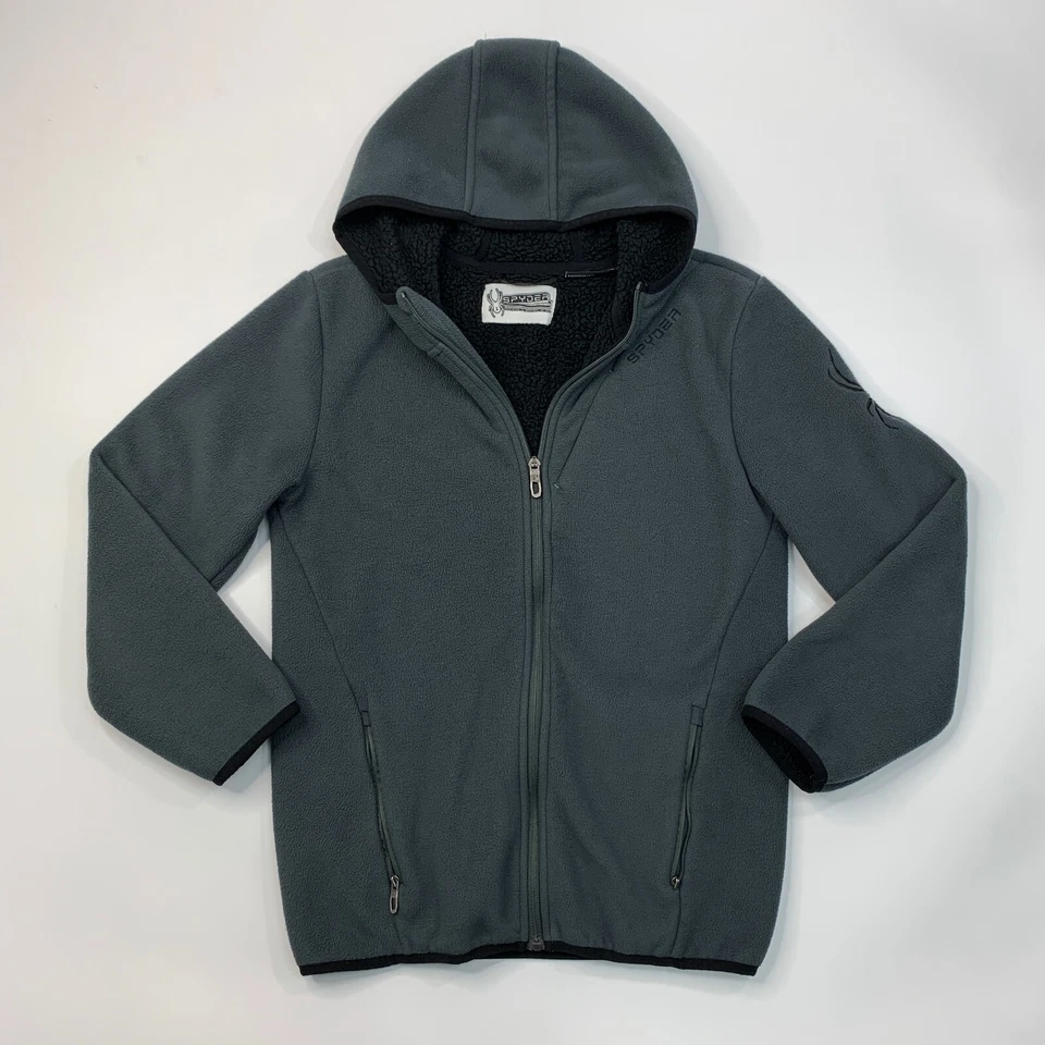 Spyder Sudadera con Capucha Niños L Grande Gotham Gris Grueso Polar Manga Larga Cremallera Completa Chaqueta Foto 2 de 4