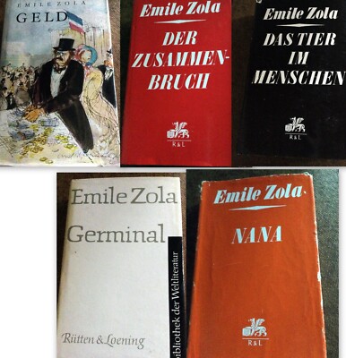 5 BÄNDE Emile Zola,Nana,Germinal,Geld-Das Tier im Menschen-Der Zusammenbruch