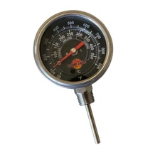 Black Face BBQ Grill Thermometer Top Mount, 3 in. Face, 2.5 in. Stem 1/2" NPT