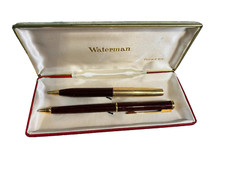 Stylo bille , porte mine WATERMAN bakélite imitant le porphyre plaqué or 18