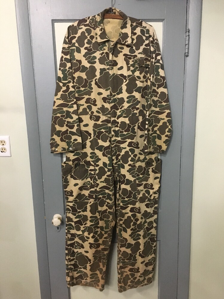 Vtg 60s Camouflage Hunting Coveralls Jumpsuit Mens L… Gem