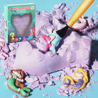 Mermaid Tail Gemstone Dig Kit Kid Science Kit DIY Treasure Fossils Handmade Toys