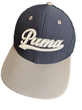 Puma Youth Script Fitted Cap Dry Cell Sport Hat OSFA Navy Blue /Gray