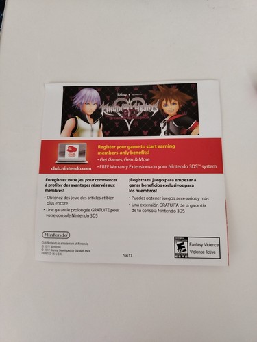 Club Nintendo Inserto Kingdom Hearts 3d Nintendo 3DS Auténtico OEM Inserto SOLO - Imagen 2 de 2